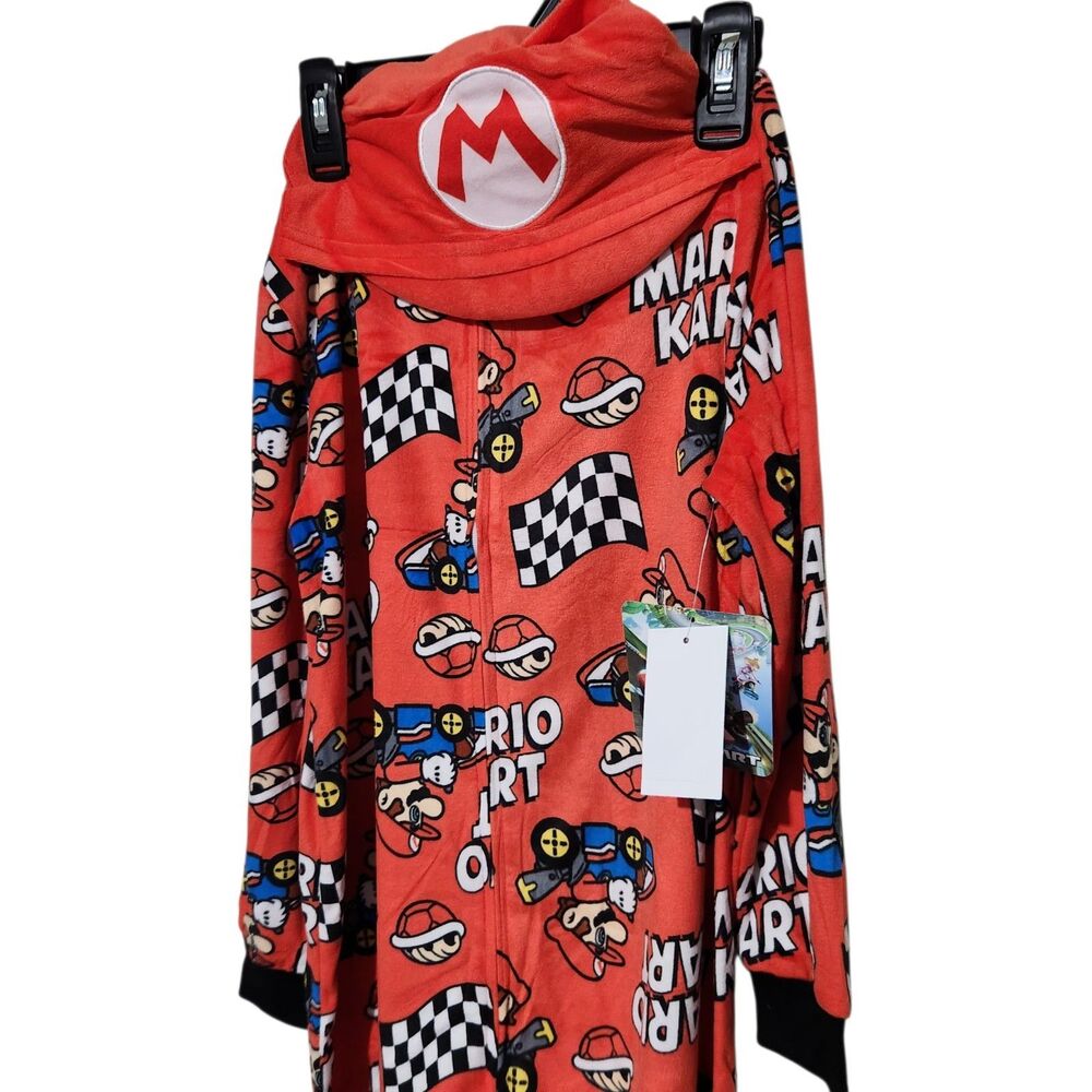 Mario Kart Pajama For Boys Size Small 6/7 Red Hooded Full Zip - Picture 3 of 15